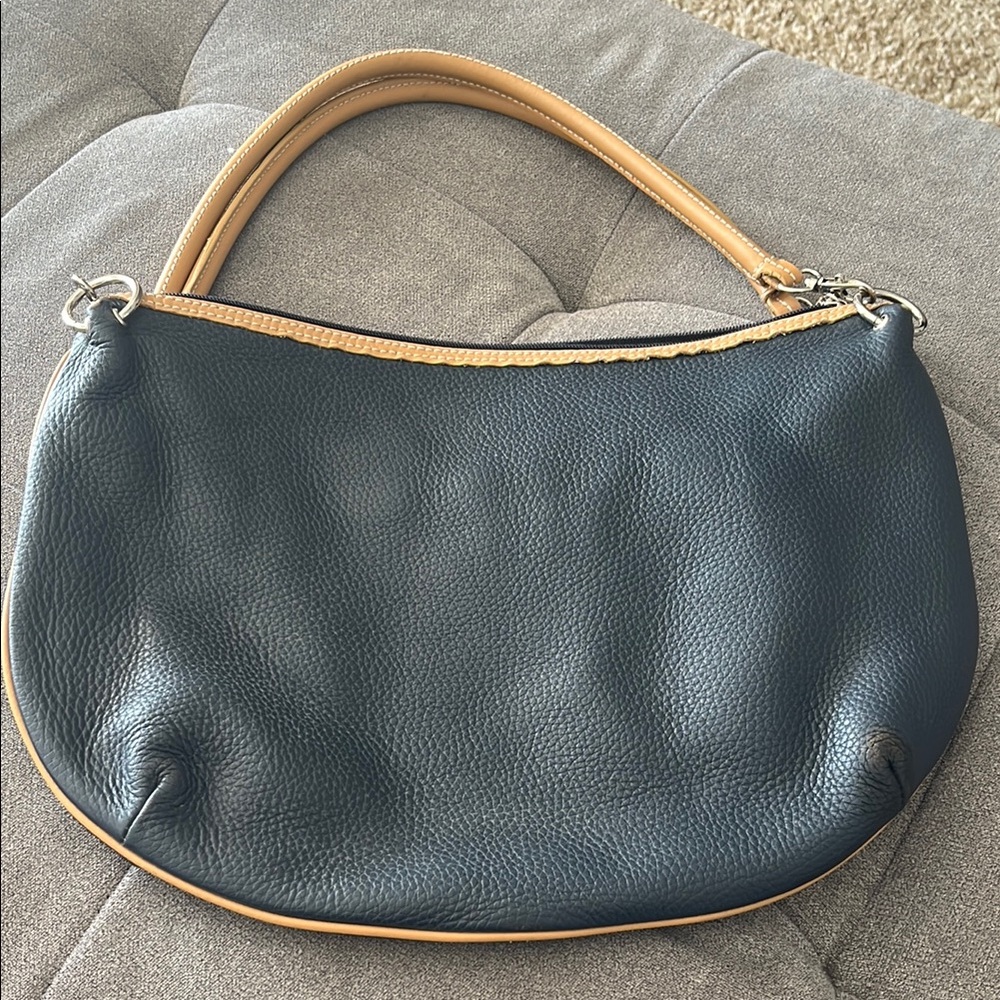 Maxx New York Navy and Tan Leather Women's Bag